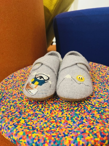 Pantoffel wol grijs ijsbeer 