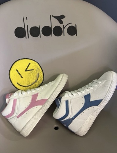 Hoge sneaker game wit/blauw